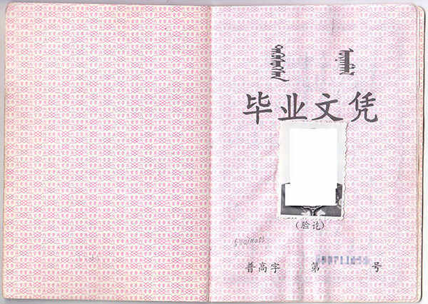 2009年内蒙古高中毕业证样本